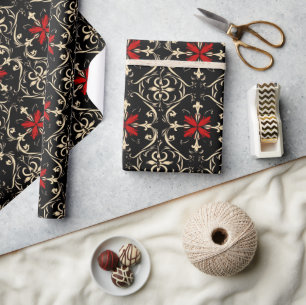 Cadeau Papier à Motif gothique noir et rouge