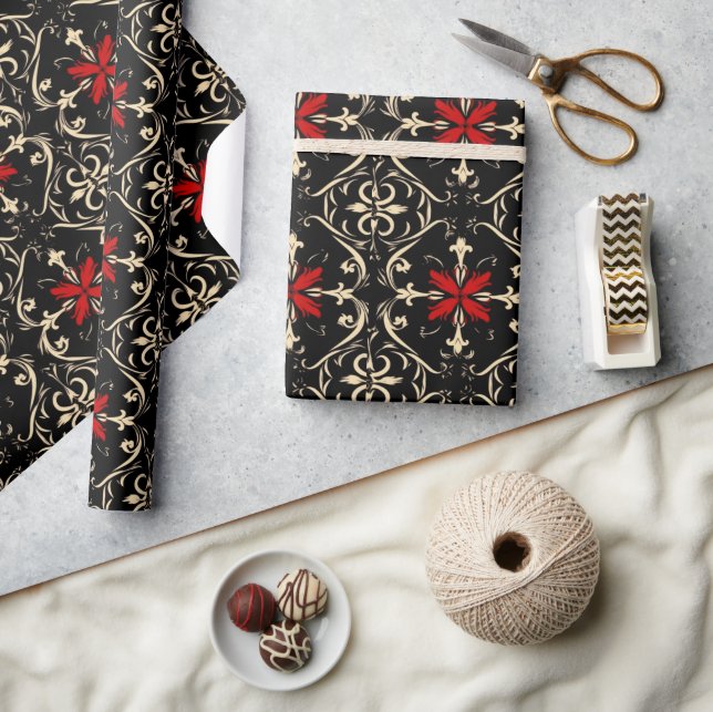 Cadeau Papier à Motif gothique noir et rouge (Artisanat)