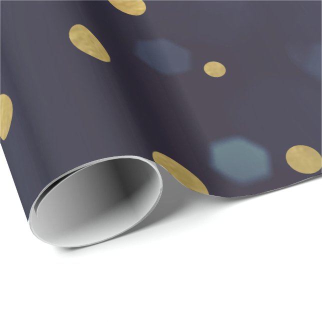 Cadeau Papier à Motif Pois à huile d'or violet (Coin rond)