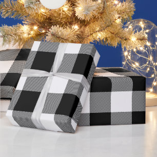 Cadeau Papier à motifs à carreaux buffle noir et blanc de