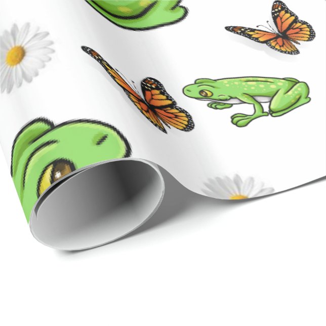 Cadeau Papier à papier glacé grenouilles Bumblebee Papill (Coin rond)