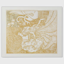 PAPIER À REPASSER : FEMME AVEC DES SWANS : JAN TOO