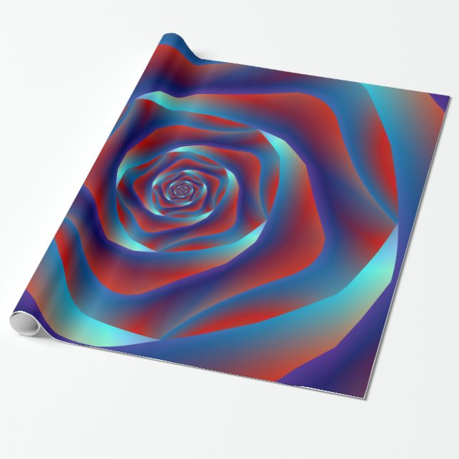 Cadeau Papier à Rose à spirale rouge et blues (Déroulé)
