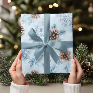 Cadeau Papier aquarelle bleu hivernal Pin