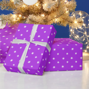 Cadeau Papier Blanc Étoiles En Violet