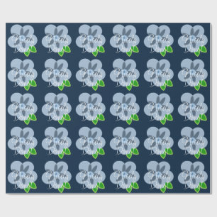 Cadeau Papier Bleu Fleur Bleu Joliment Fait