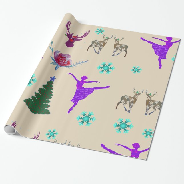 Cadeau Papier brillant à envelopper, 30 po x 6 pi Joyeuse (Déroulé)
