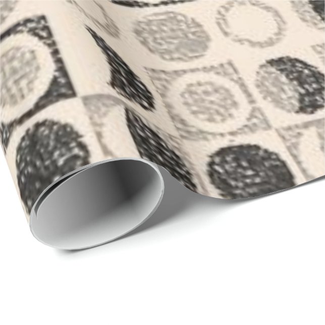 Cadeau Papier brillant à envelopper Cercle Brown beige (Coin rond)