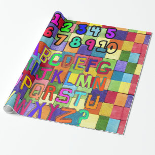 Cadeau Papier brillant à envelopper, chiffres Couleurs al