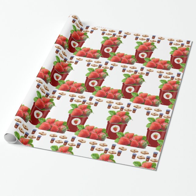 Cadeau Papier brillant à envelopper, fraise au beurre d'a (Déroulé)