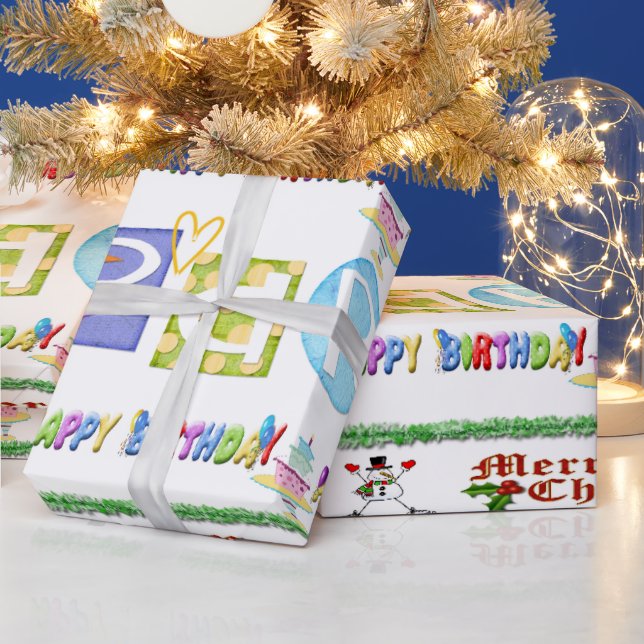 Cadeau Papier brillant à envelopper Joyeux Noël Anniversa (Vacances)