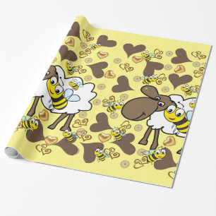 Cadeau Papier brillant à envelopper, Moutons Abeilles Coe