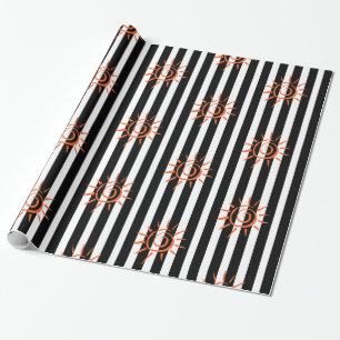 Cadeau Papier brillant, Black White Stripe Star