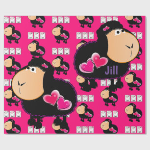 Cadeau Papier brillant, Coeurs roses de mouton