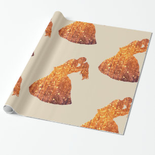 Cadeau Papier brillant, Couple d'or, Baiser, Romance