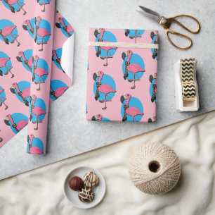 Cadeau Papier brillant de Flamant rose, 30 po x 6 po