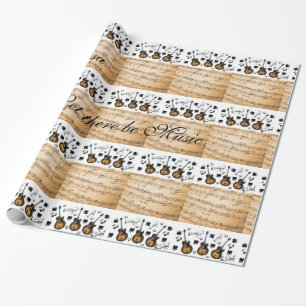 Cadeau Papier brillant, notes de musique Guitare