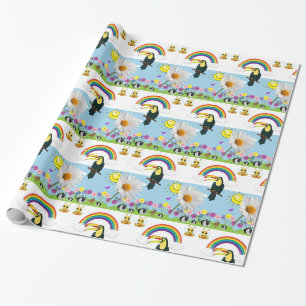 Cadeau Papier brillant, perroquets arc-en-ciel Soleil lap