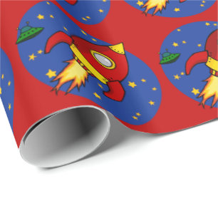Cadeau Papier brillant rouge fusée 30" x 6"