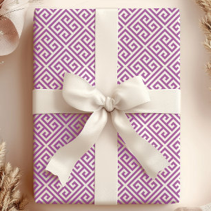 Cadeau Papier chic violet et blanc à motif de méandre