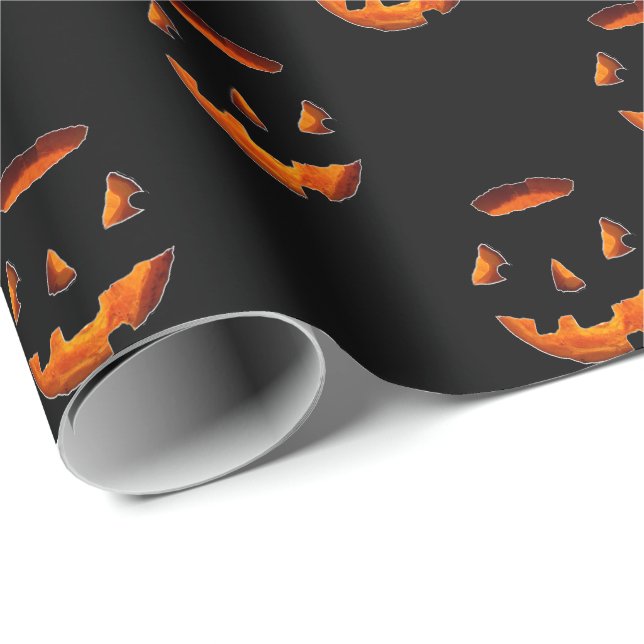 Cadeau Papier Citrouille brillant Halloween (Coin rond)
