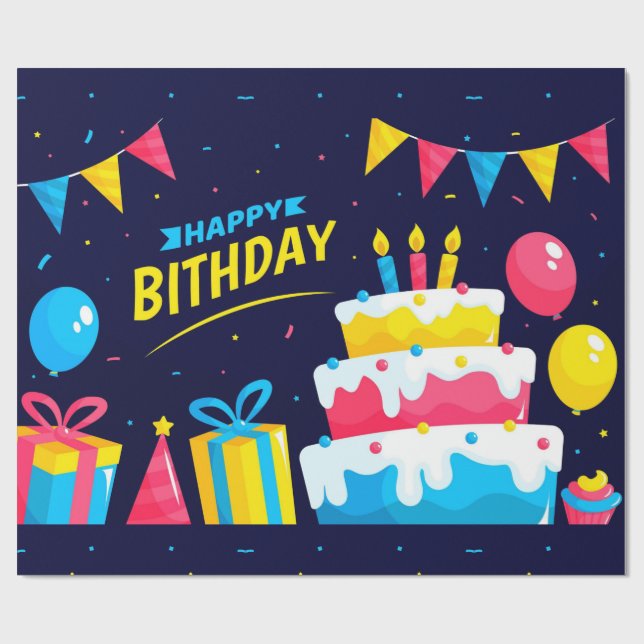 Cadeau Papier crémeux d'enveloppement de gâteau d'anniver (Plat)