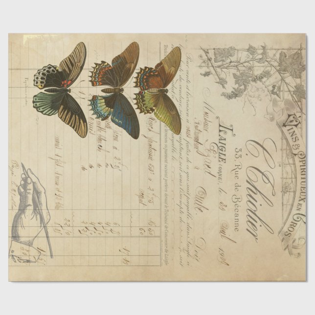Cadeau Papier de Decoupage d'éphémères de papillon (Plat)