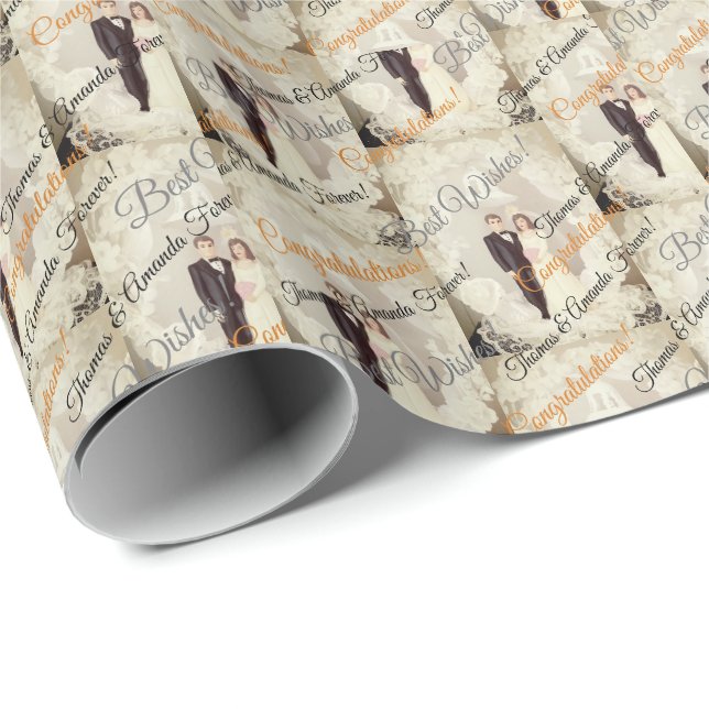 Cadeau Papier de Mariage personnalisable (Coin rond)