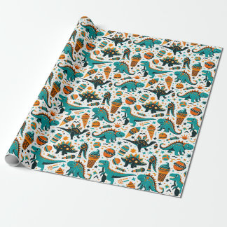 Cadeau papier de motif Dinoaur pour enfant funky
