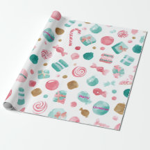 Papier de Noël à la menthe et à la canne rose