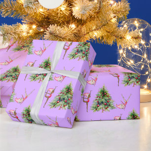 Cadeau Papier de Noël Gymnastique Purple Holiday