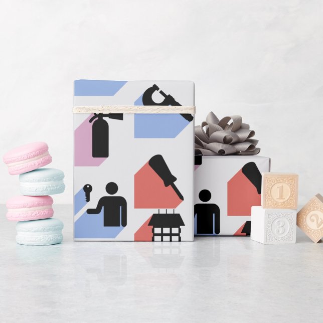 Cadeau Papier de recouvrement des symboles de constructio (Créateur téléchargé)