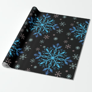 Cadeau Papier d'échauffement d'hiver du flocon bleu