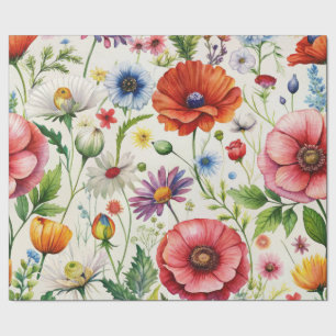 Cadeau Papier découpage fleurs sauvages aquarelle sans co