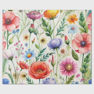 Cadeau Papier découpage fleurs sauvages aquarelle sans co