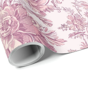 Cadeau Papier découpé en chinoiserie rose clair