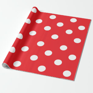 Cadeau Papier d'emballage 30" de pois rouge et blanc x 6"