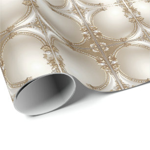 Cadeau Papier d'emballage à cadre orné doré avec perles