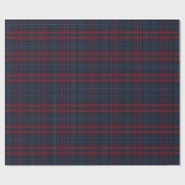 Cadeau Papier d'emballage à carreaux bleu marine et borde (Plat)