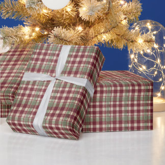 Cadeau Papier d'emballage à carreaux de Noël rustique en