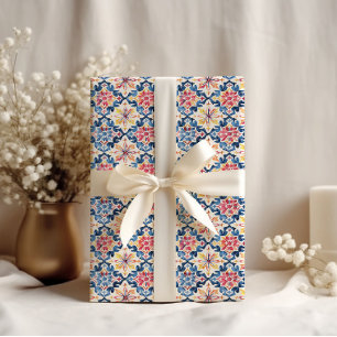 Cadeau Papier d'emballage à carreaux grecs méditerranéens