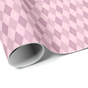 Cadeau Papier d'emballage à carreaux tons roses