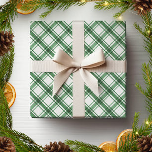 Cadeau Papier d'emballage à carreaux vert et blanc
