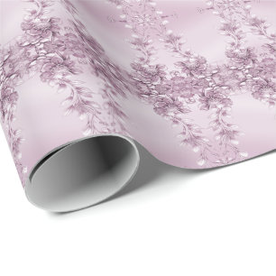 Cadeau Papier d'emballage à feuillage floral rose