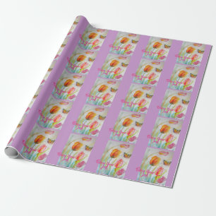 Cadeau Papier d'emballage à l'aquarelle Fleur de Tulipe T