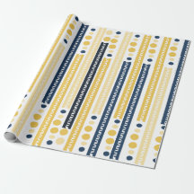 Papier d'emballage à motif bleu et jaune