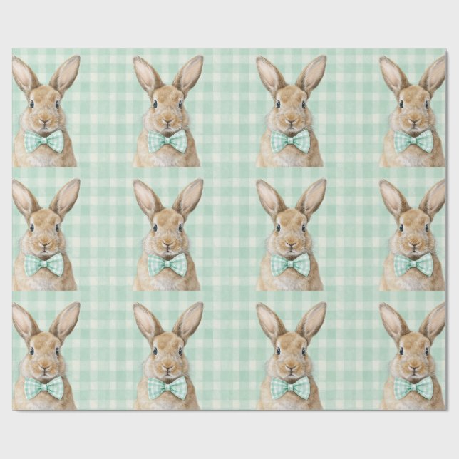 Cadeau Papier d'emballage à motif carreaux de Pâques lapi (Plat)