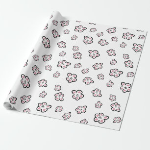 Cadeau papier d'emballage à motif de fleur rose