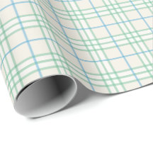 Papier d'emballage à motif de grille verte et bleu