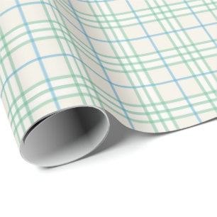 Cadeau Papier d'emballage à motif de grille verte et bleu